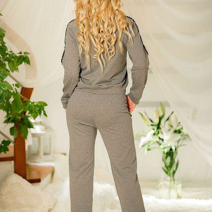 Chic Bohemian Lace-Detail Cotton Sweatshirt Set - Très Elite