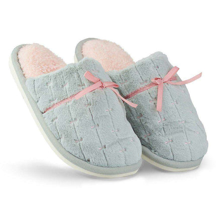 Chic Bow-Accented Faux Fur House Slippers - Très Elite