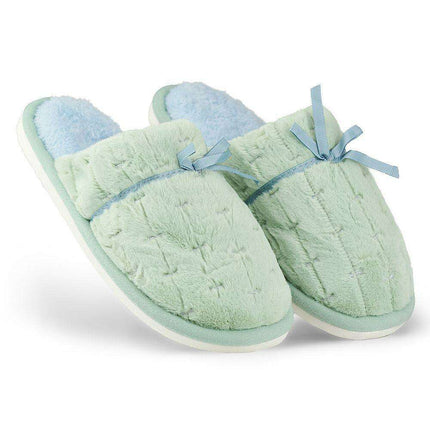 Chic Bow-Accented Faux Fur House Slippers - Très Elite