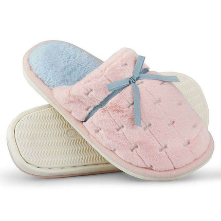 Chic Bow-Accented Faux Fur House Slippers - Très Elite