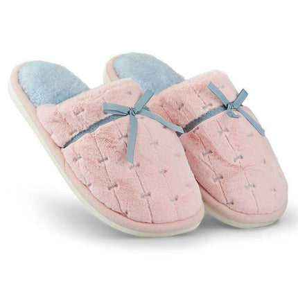Chic Bow-Accented Faux Fur House Slippers - Très Elite