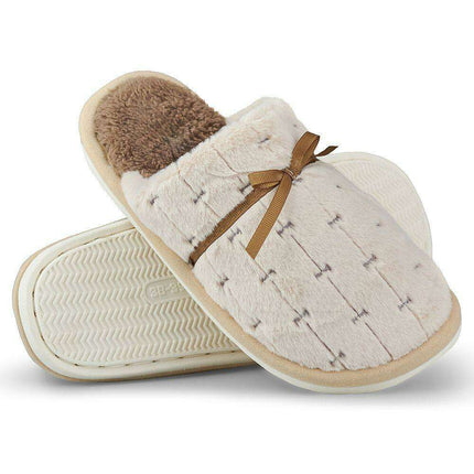 Chic Bow-Accented Faux Fur House Slippers - Très Elite