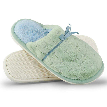 Chic Bow-Accented Faux Fur House Slippers - Très Elite