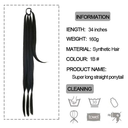 Chic Braided Ponytail Extension Set - Black & Brown Heat-Resistant Synthetic Hair Tie - Très Elite