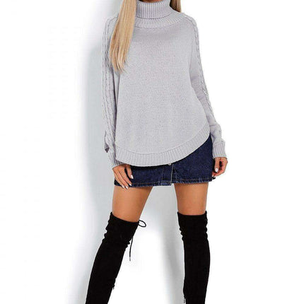 Chic Braided Sleeve Turtleneck Poncho - Très Elite