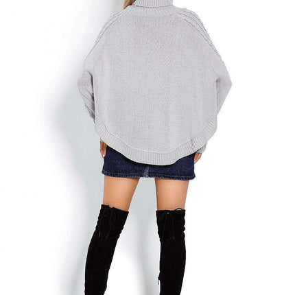 Chic Braided Sleeve Turtleneck Poncho - Très Elite