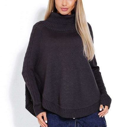 Chic Braided Sleeve Turtleneck Poncho - Très Elite