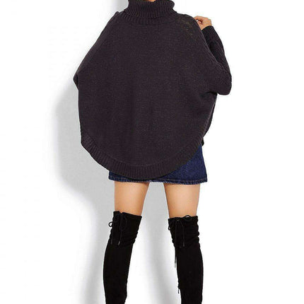 Chic Braided Sleeve Turtleneck Poncho - Très Elite