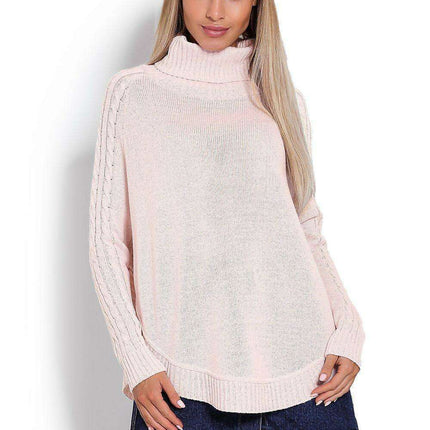 Chic Braided Sleeve Turtleneck Poncho - Très Elite