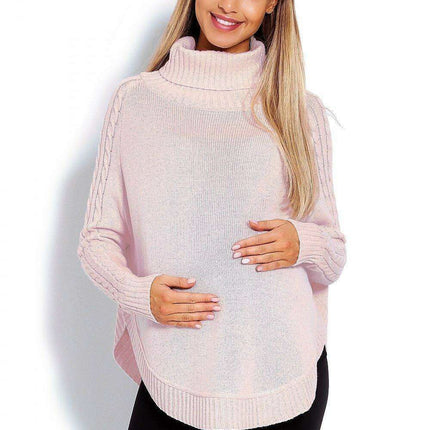 Chic Braided Sleeve Turtleneck Poncho with Flattering Rounded Hem - Très Elite