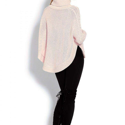 Chic Braided Sleeve Turtleneck Poncho with Flattering Rounded Hem - Très Elite