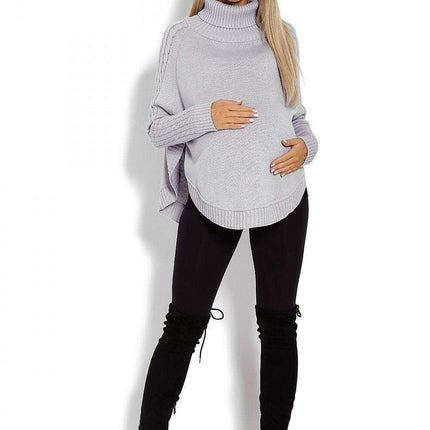 Chic Braided Sleeve Turtleneck Poncho with Flattering Rounded Hem - Très Elite