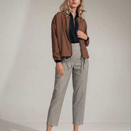 Chic Brown Bomber Jacket - Très Elite