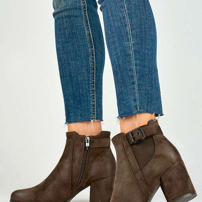 Chic Buckled Organic Suede Ankle Boots with Elevated Style - Très Elite