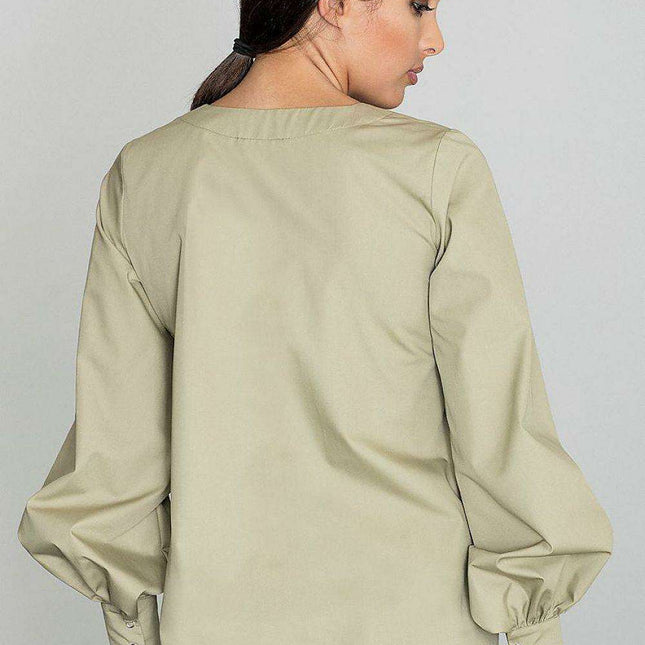Chic Buffet Sleeve Button-Up Blouse - Elevate Your Wardrobe with Blouse Figl