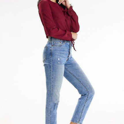 Chic Button-Back Blouse with Tied Sleeves - Très Elite