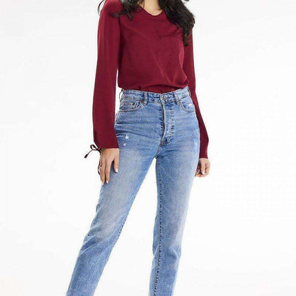 Chic Button-Back Blouse with Tied Sleeves - Très Elite