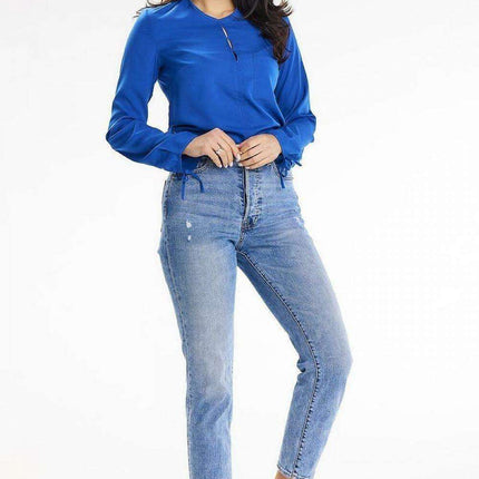 Chic Button-Back Blouse with Tied Sleeves - Très Elite