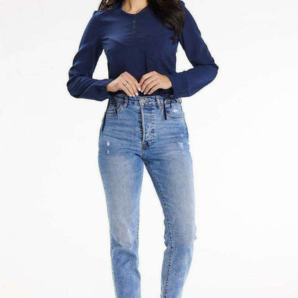 Chic Button-Back Blouse with Tied Sleeves - Très Elite