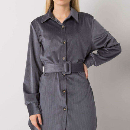 Chic Camel Button Down Dress With Belt For Everyday Daywear - Très Elite