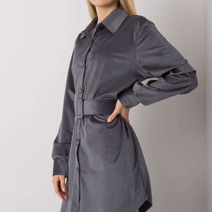 Chic Camel Button Down Dress With Belt For Everyday Daywear - Très Elite