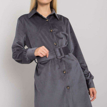 Chic Camel Button Down Dress With Belt For Everyday Daywear - Très Elite