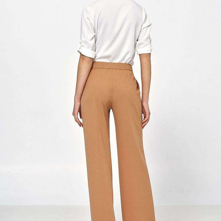 Chic Caramel High Rise Women Trousers Elegant Style - Très Elite
