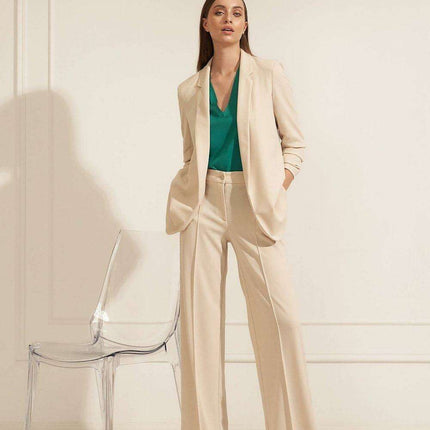 Chic Caramel High Rise Women Trousers Elegant Style - Très Elite