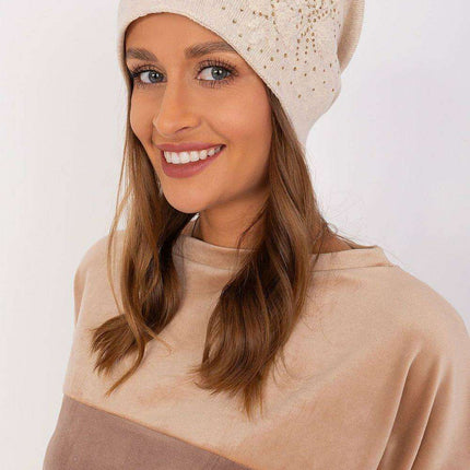 Chic Cashmere Beanie with Sparkling Rhinestone Accents - Très Elite