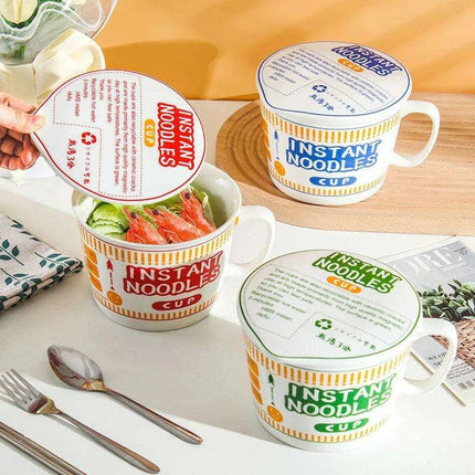 Chic Ceramic Bowls with Lids - Ideal for Noodles, Salads, and Trendy Bento Lunches - Très Elite