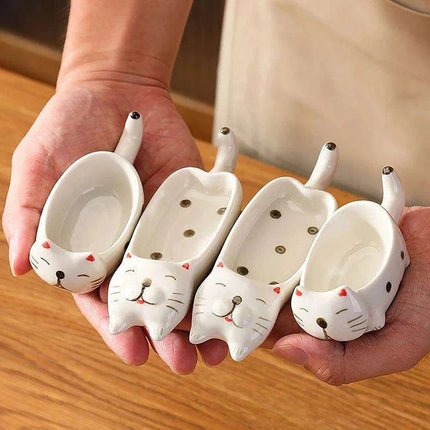 Chic Ceramic Condiment Dishes - Stylish Set of 4 Snack and Seasoning Plates - Très Elite
