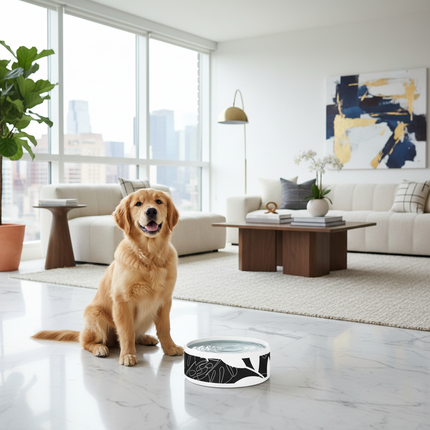 Chic Ceramic Pet Bowl with Adorable Paw Print Accent