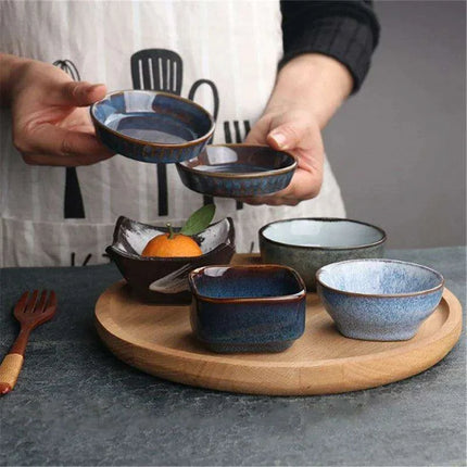 Chic Ceramic Soy Sauce Dipping Dish Set with Multi-Purpose Serving Tray - Très Elite