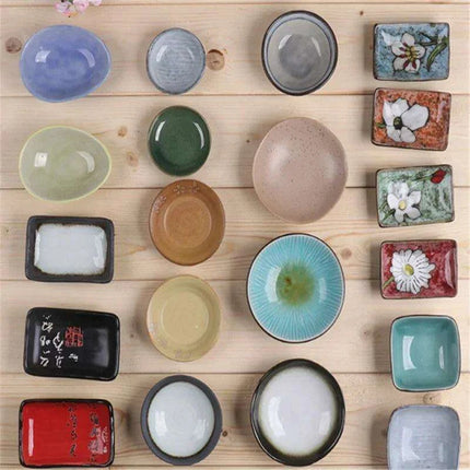 Chic Ceramic Soy Sauce Dipping Dish Set with Multi-Purpose Serving Tray - Très Elite