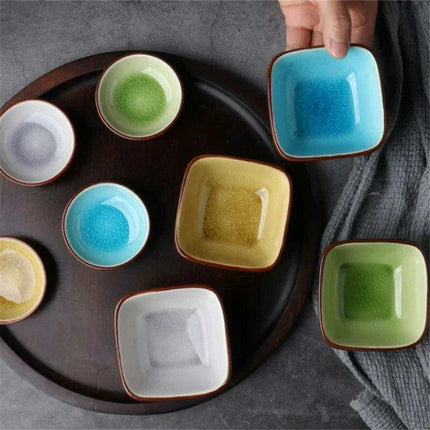 Chic Ceramic Soy Sauce Dipping Dish Set with Multi-Purpose Serving Tray - Très Elite