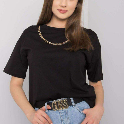 Chic Chain Embellished Cotton T Shirt For Women Casual - Très Elite