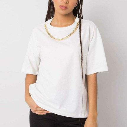 Chic Chain Embellished Cotton T Shirt For Women Casual - Très Elite