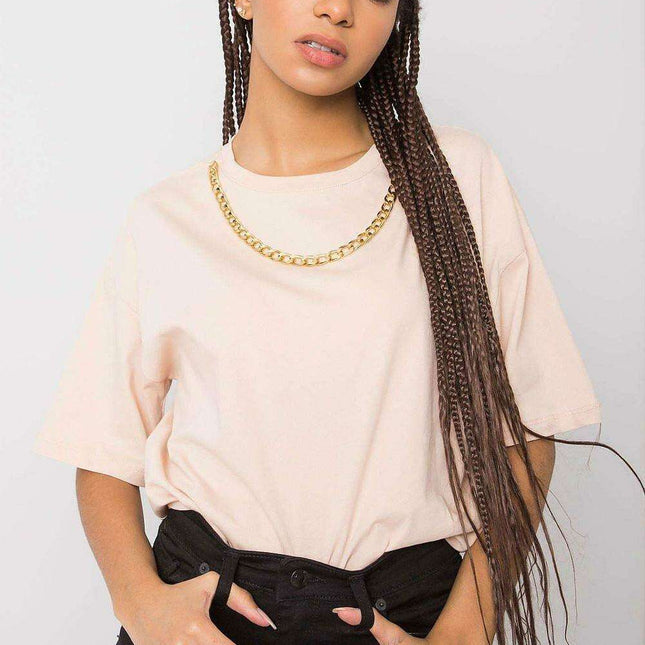 Chic Chain Embellished Cotton T Shirt For Women Casual