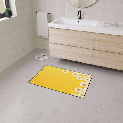 Chic Chamomile Personalized Area Rug with Modern Black Edging and Vibrant Designs - Très Elite