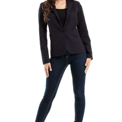 Chic Charcoal Grey Tailored Cotton Blazer with Trendy Rolled Sleeves - Très Elite