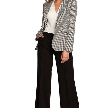 Chic Check Print Autumn Jacket - Perfect for Work and Leisure - Très Elite