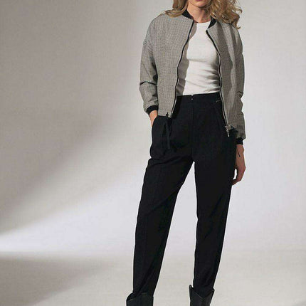 Chic Checked Ribbon Bomber Jacket - Très Elite