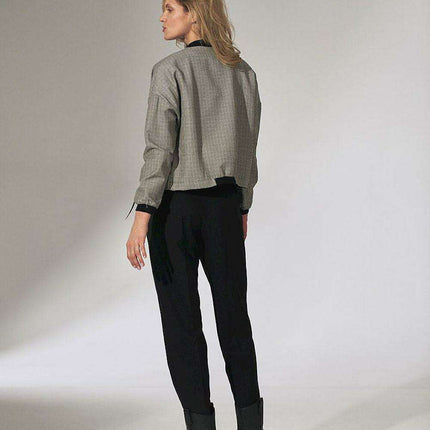 Chic Checked Ribbon Bomber Jacket - Très Elite