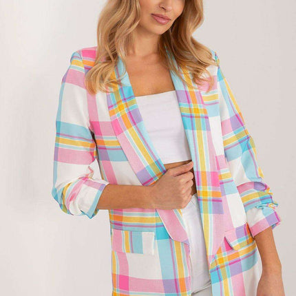 Chic Checkered Blazer by Italy Moda for Summer Style
