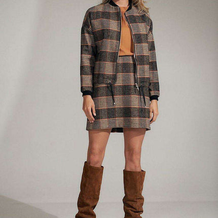 Chic Checkered Mini Skirt with Stylish Zip Detail - Très Elite