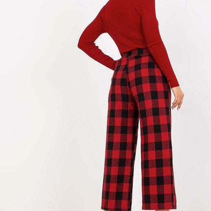 Chic Checkered Wool Pants for Women with Practical Side Pockets - Très Elite