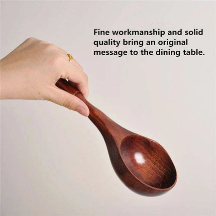 Chic Chestnut Wood Extended Handle Soup Ladle - Sophisticated Cooking Spoon for Your Culinary Space - Très Elite