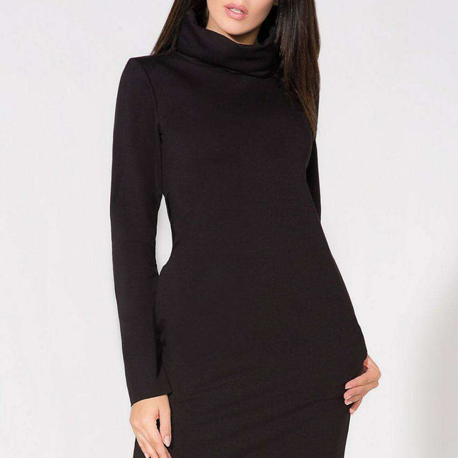 Chic Chimney Knit Dress with Pockets - Model 61725 Tessita Enhanced