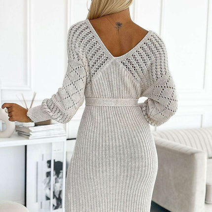 Chic Coffee Knit Dress by Numoco Basic - Très Elite