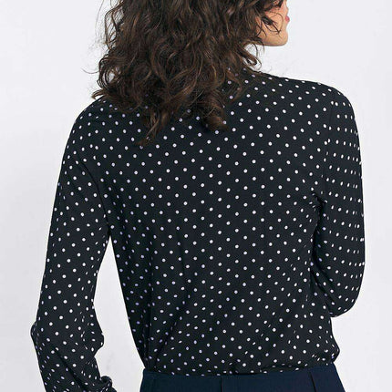 Chic Collared Long Sleeve Shirt Pea Print Autumn Style - Très Elite